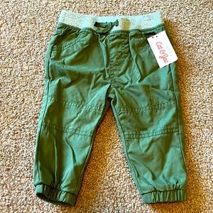 Cat & Jack Olive Joggers.  BNWT. 6-9 months